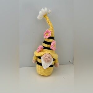 Yellow and Black Striped Crochet Gnome